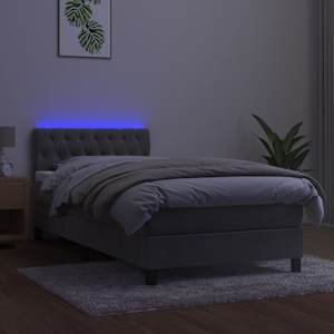 Box spring postel s matrací a LED světle šedá 100x200 cm samet - obrázek 4