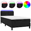 vidaXL kontinentaalvoodi madrats ja LED, must, 100x200 cm, samet