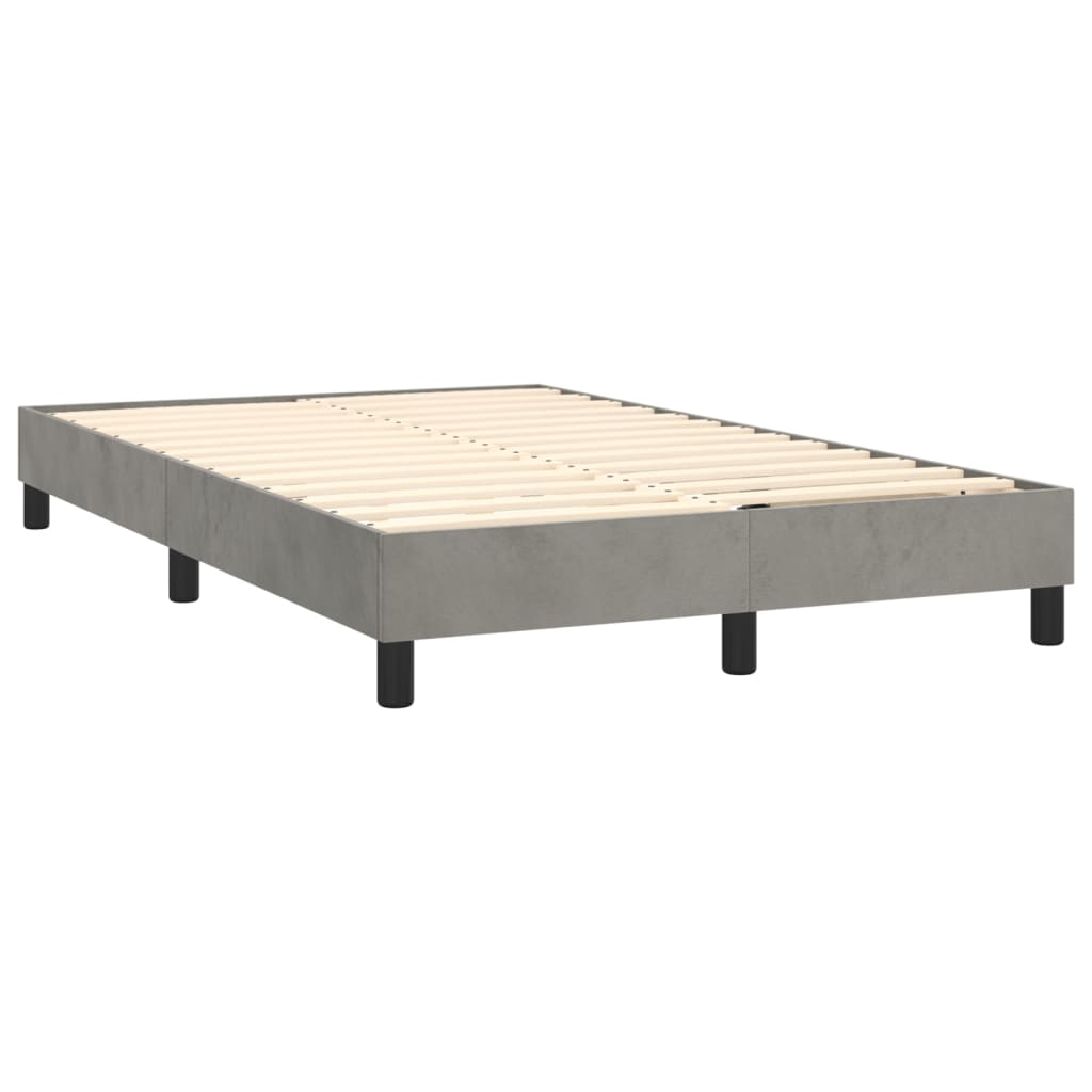 Box spring postel s matrací a LED světle šedá 120x200 cm samet