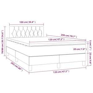 Box spring postel s matrací a LED tmavě modrá 120x200 cm samet - obrázek 9