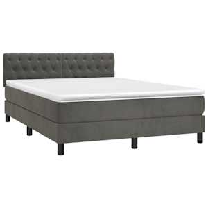Box spring postel s matrací a LED tmavě šedá 140x190 cm samet - obrázek 3