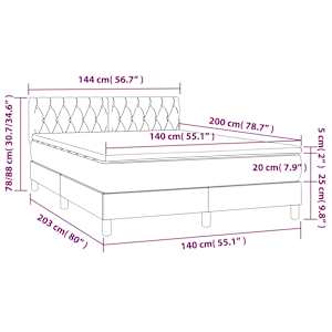 Box spring postel s matrací a LED černá 140x200 cm samet - obrázek 8