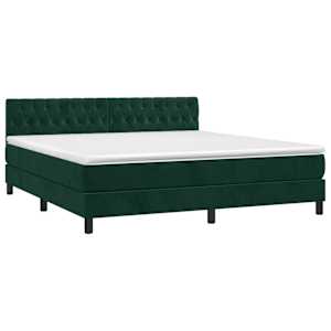 Box spring postel s matrací a LED tmavě zelená 160x200 cm samet - obrázek 3