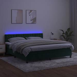 Box spring postel s matrací a LED tmavě zelená 160x200 cm samet - obrázek 4