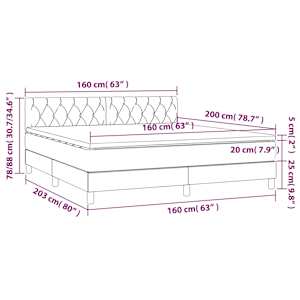 Box spring postel s matrací a LED tmavě modrá 160x200 cm samet - obrázek 9