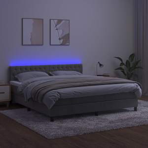 Box spring postel s matrací a LED světle šedá 180x200 cm samet - obrázek 4