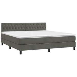 Box spring postel s matrací a LED tmavě šedá 180x200 cm samet - obrázek 3