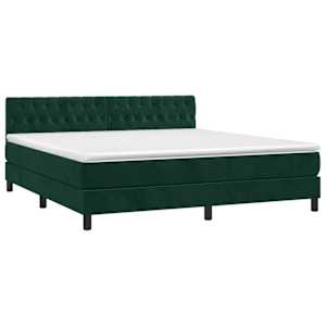 Box spring postel s matrací a LED tmavě zelená 180x200 cm samet - obrázek 3