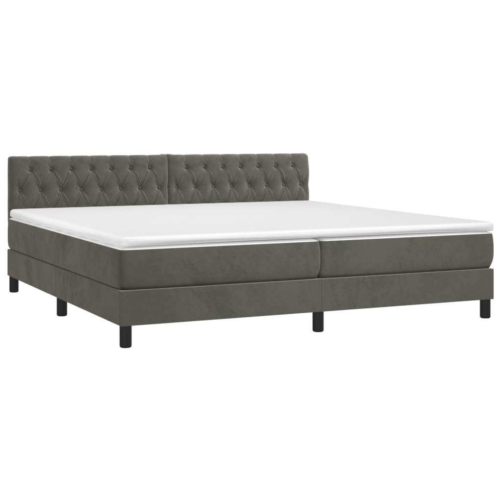 vidaXL Boxspring met matras en LED fluweel donkergrijs 200x200 cm afbeelding
