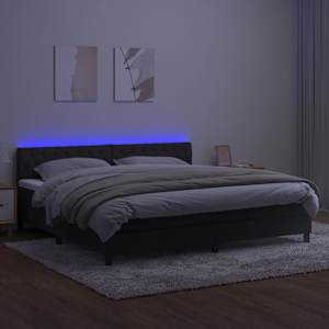 Box spring postel s matrací a LED černá 200x200 cm samet - obrázek 4