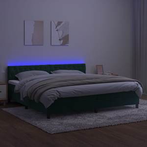 Box spring postel s matrací a LED tmavě zelená 200x200 cm samet - obrázek 4