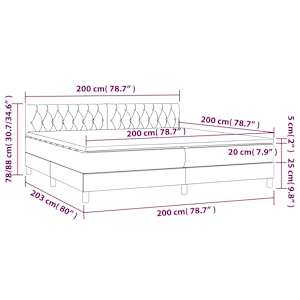 Box spring postel s matrací a LED tmavě zelená 200x200 cm samet - obrázek 9