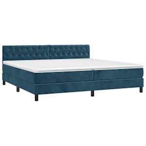 Box spring postel s matrací a LED tmavě modrá 200x200 cm samet - obrázek 3