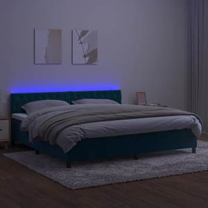 Box spring postel s matrací a LED tmavě modrá 200x200 cm samet - obrázek 4