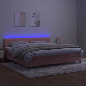 Box spring postel s matrací a LED růžová 200x200 cm samet - obrázek 4