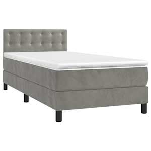 Box spring postel s matrací a LED světle šedá 80 x 200 cm samet - obrázek 3