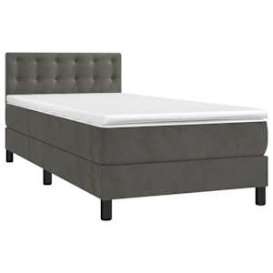 Box spring postel s matrací a LED tmavě šedá 80 x 200 cm samet - obrázek 3