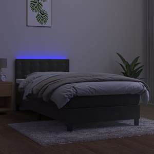 Box spring postel s matrací a LED tmavě šedá 80 x 200 cm samet - obrázek 4
