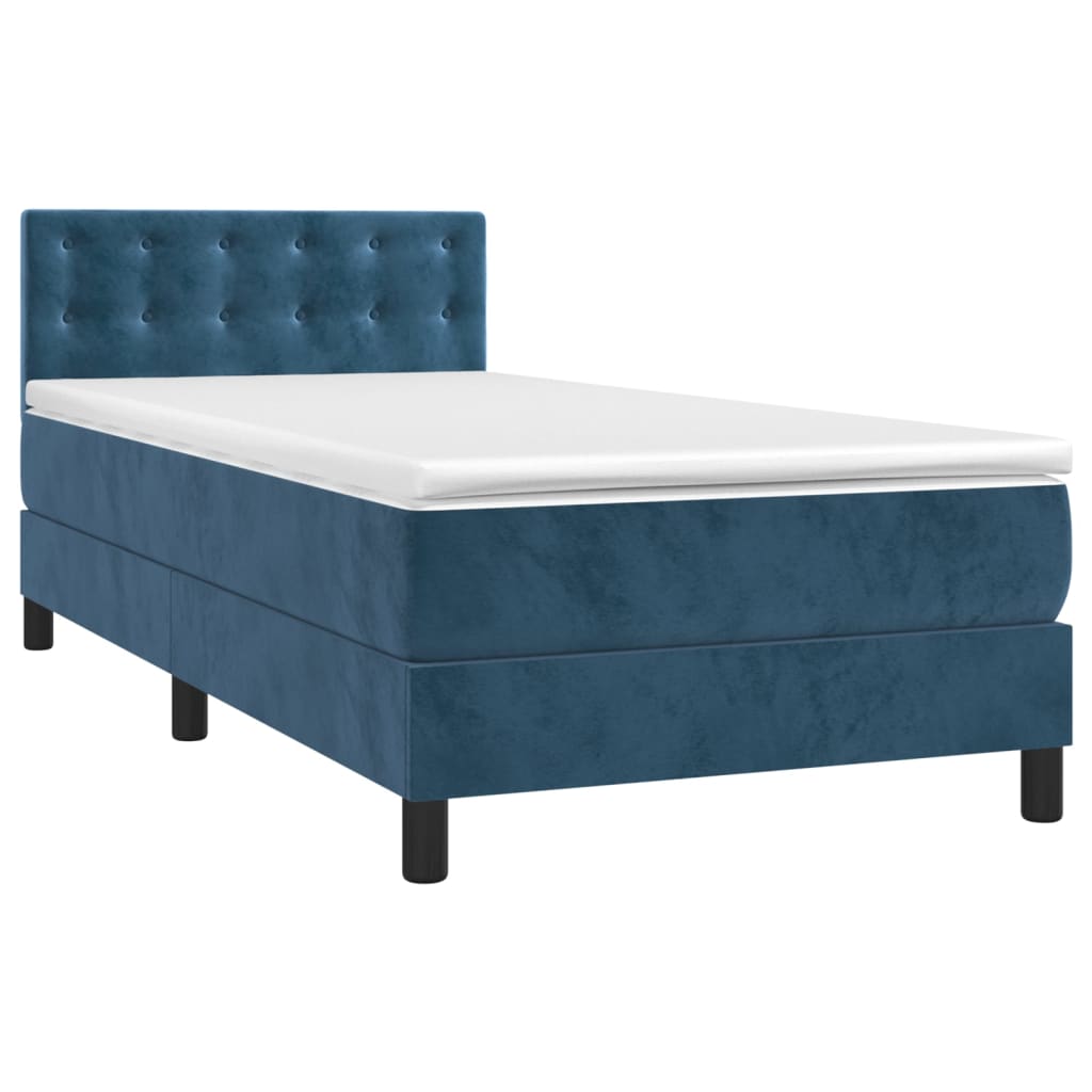 vidaXL Boxspring met matras en LED fluweel donkerblauw 80x200 cm afbeelding