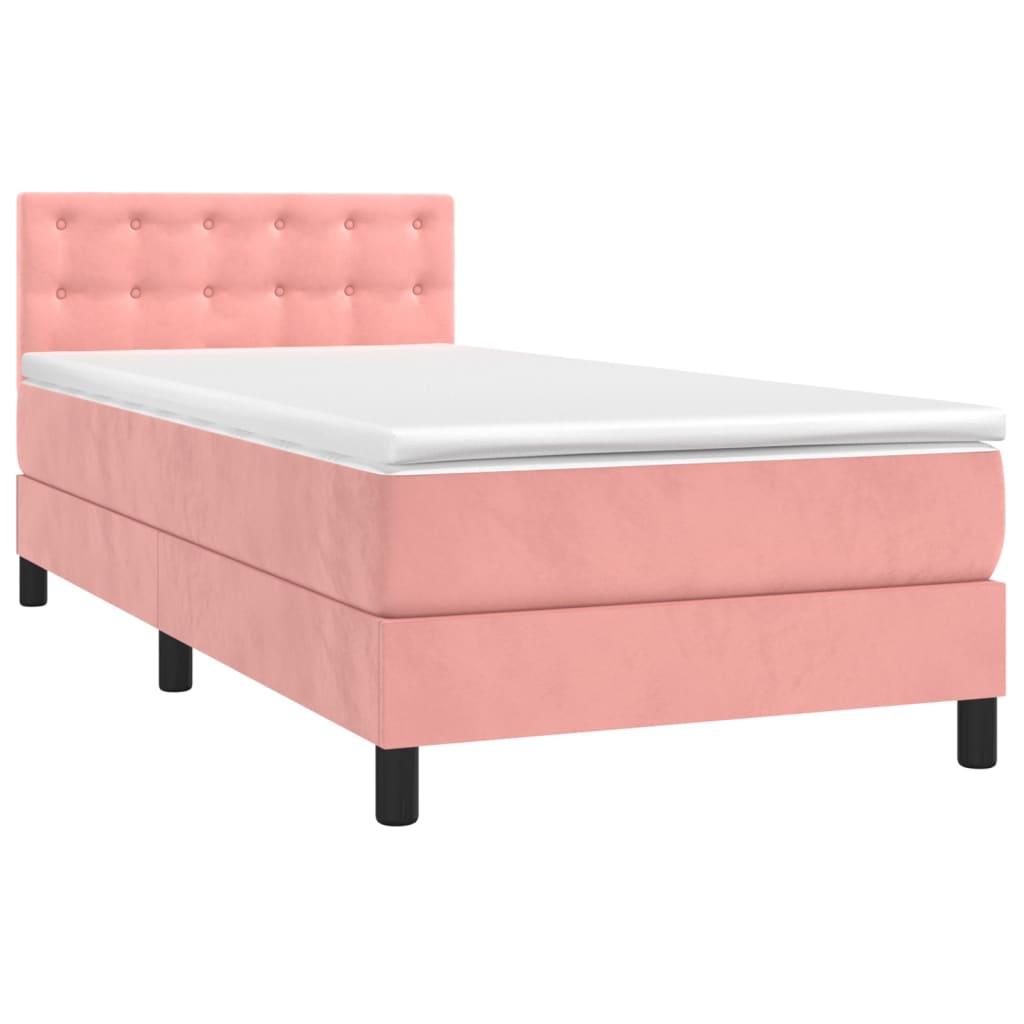 vidaXL Boxspring met matras en LED fluweel roze 80x200 cm afbeelding