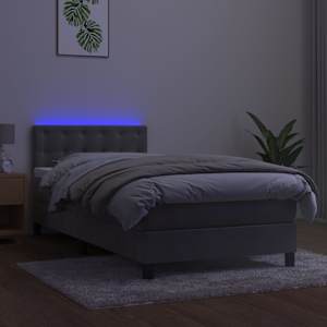 Box spring postel s matrací a LED světle šedá 90x190 cm samet - obrázek 4