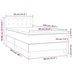 Box spring postel s matrací a LED tmavě zelená 90x200 cm samet - obrázek 10