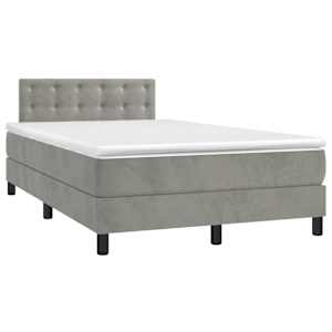 Box spring postel s matrací a LED světle šedá 120x200 cm samet - obrázek 3
