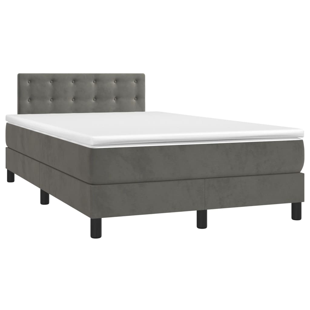 vidaXL Boxspring met matras en LED fluweel donkergrijs 120x200 cm afbeelding