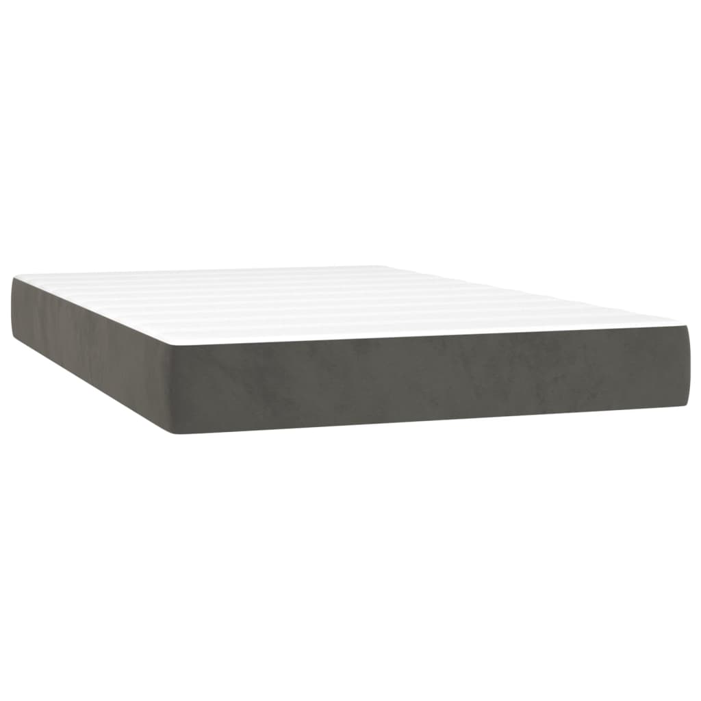 Krevet box spring s madracem LED tamnosivi 120 x 200 cm baršun