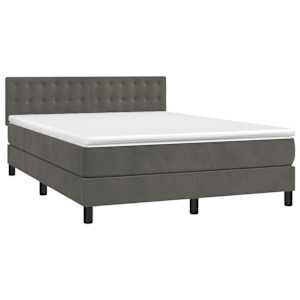 Box spring postel s matrací a LED tmavě šedá 140x190 cm samet - obrázek 3