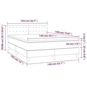 Box spring postel s matrací a LED tmavě šedá 140x190 cm samet - obrázek 9