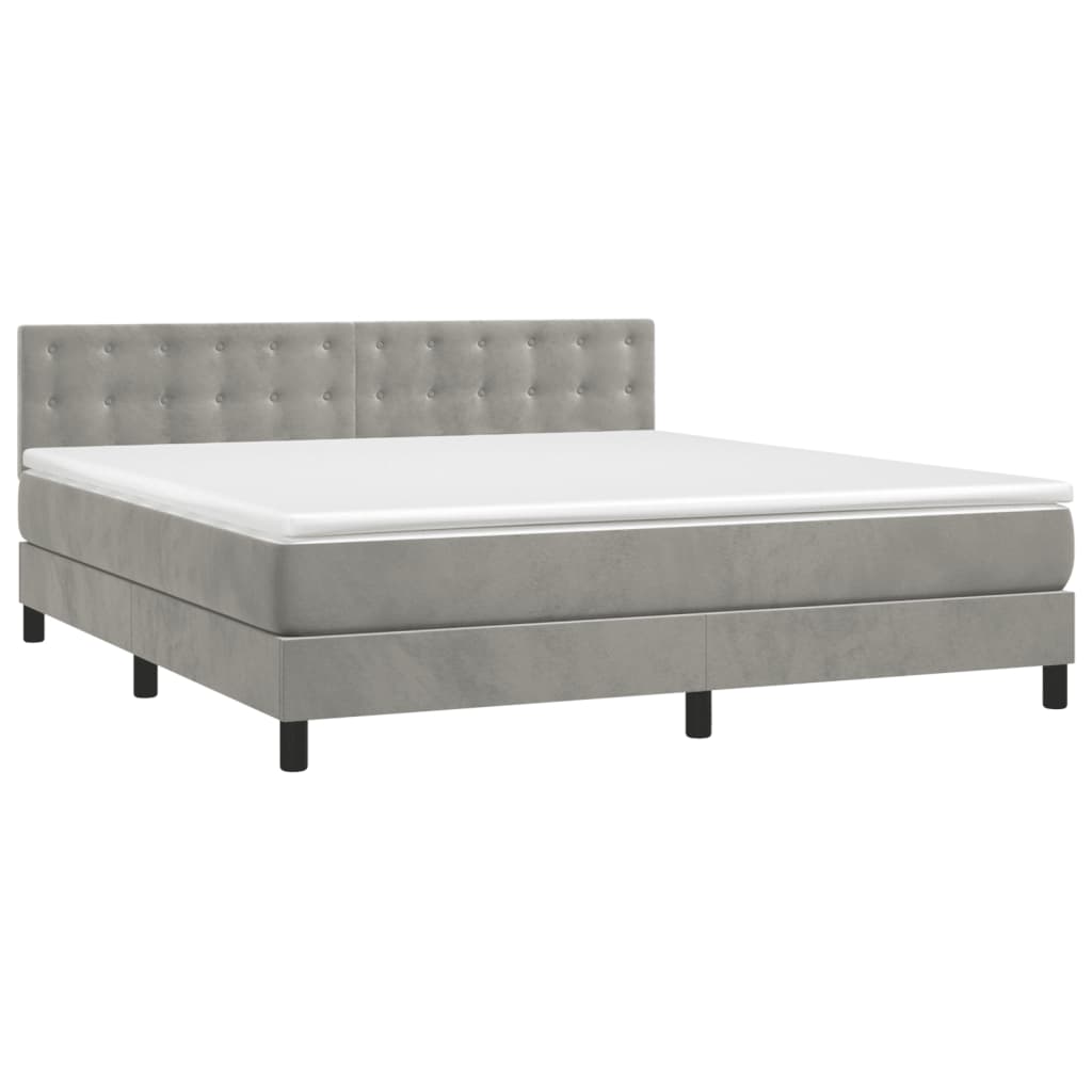 Thumbnail - vidaXL Boxspringbett mit Matratze & LED Hellgrau 160x200 cm Samt