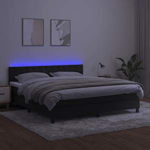 Box spring postel s matrací a LED černá 160x200 cm samet - obrázek 4