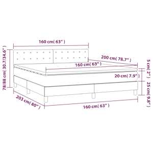 Box spring postel s matrací a LED tmavě zelená 160x200 cm samet - obrázek 10