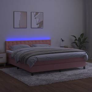 Box spring postel s matrací a LED růžová 160x200 cm samet - obrázek 4