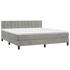 Box spring postel s matrací a LED světle šedá 180x200 cm samet - obrázek 3