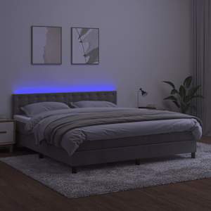 Box spring postel s matrací a LED světle šedá 180x200 cm samet - obrázek 4