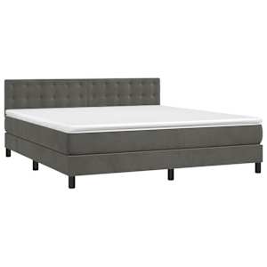 Box spring postel s matrací a LED tmavě šedá 180x200 cm samet - obrázek 3