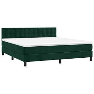 Box spring postel s matrací a LED tmavě zelená 180x200 cm samet - obrázek 3