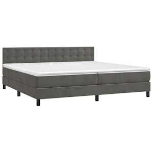 Box spring postel s matrací a LED tmavě šedá 200x200 cm samet - obrázek 3