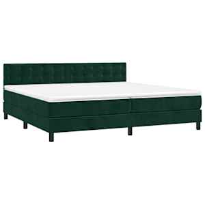Box spring postel s matrací a LED tmavě zelená 200x200 cm samet - obrázek 3