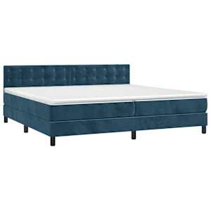 Box spring postel s matrací a LED tmavě modrá 200x200 cm samet - obrázek 3