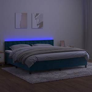 Box spring postel s matrací a LED tmavě modrá 200x200 cm samet - obrázek 4