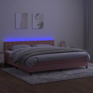 Box spring postel s matrací a LED růžová 200x200 cm samet - obrázek 4
