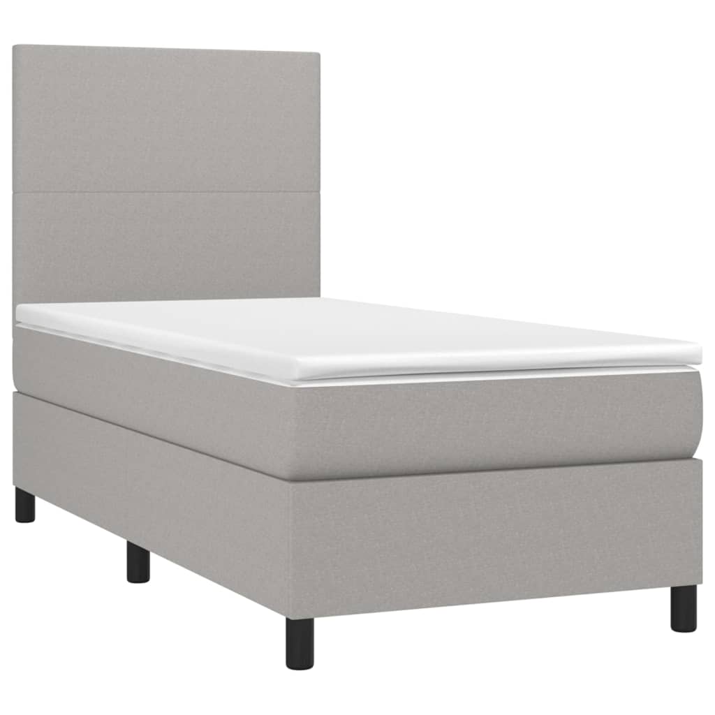 vidaXL Boxspring met matras en LED stof lichtgrijs 80x200 cm afbeelding