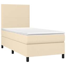 vidaXL Cama box spring c/ colch&atilde;o e LED 80x200 cm tecido cor creme