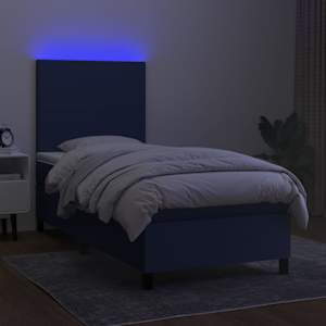Box spring postel s matrací a LED modrá 80 x 200 cm textil - obrázek 4