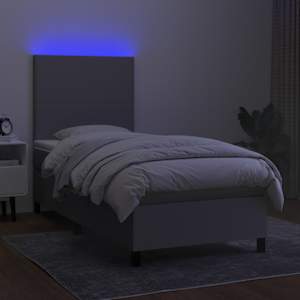 Box spring postel s matrací a LED světle šedá 90x190 cm textil - obrázek 4