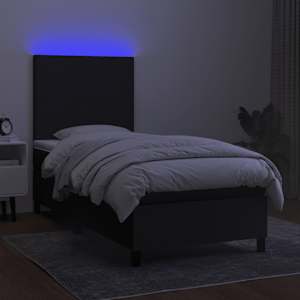 Box spring postel s matrací a LED černá 90x190 cm textil - obrázek 4