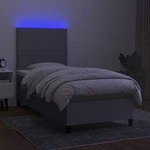 Box spring postel s matrací a LED světle šedá 100x200 cm textil - obrázek 4
